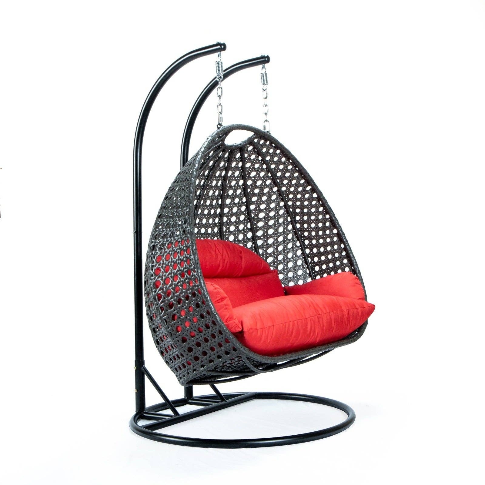 LeisureMod - Wholesale Egg Chair - Modern Charcoal Wicker Hanging Double Seater Egg Swing Chair98