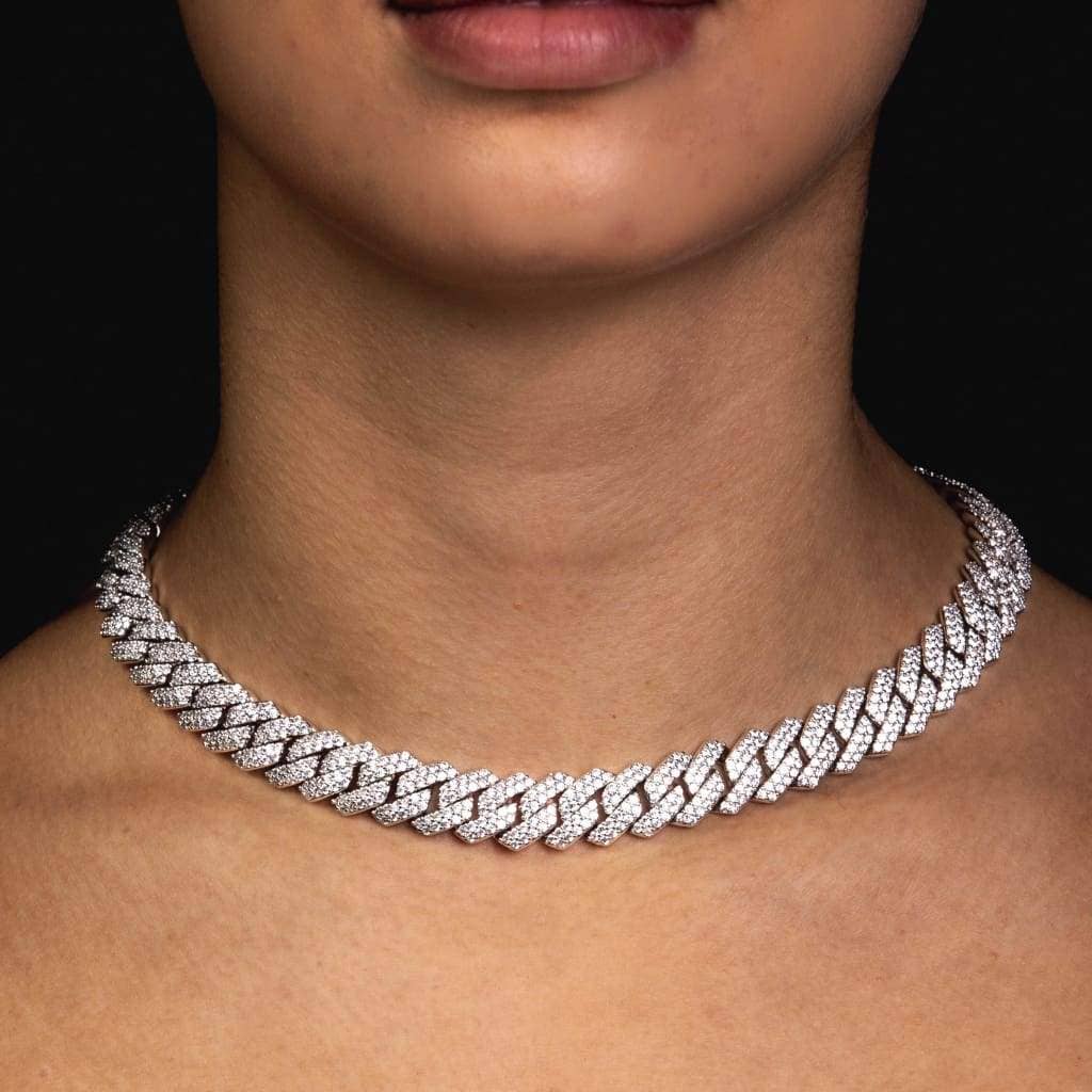 Royal Drip - Wholesale Link & Chain Necklace - 12mm Miami Icedrip White Gold Chain0