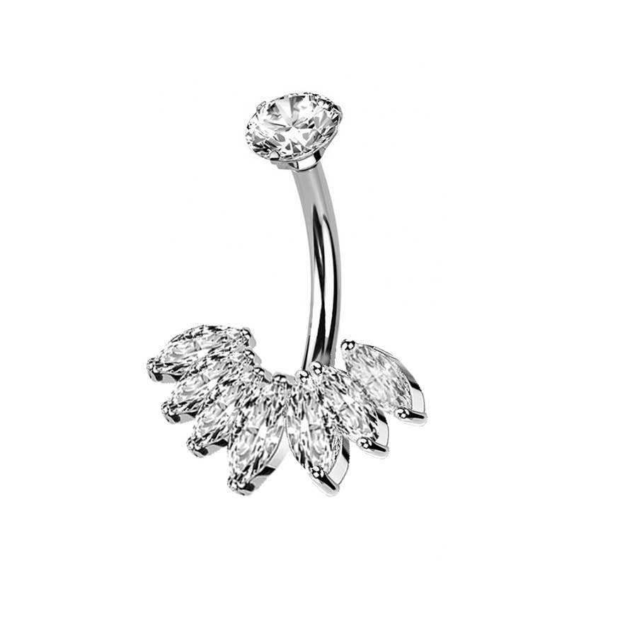 AMORINO SRL - Wholesale Belly Ring - BANANA PIERCING WITH ZIRCONIA FAN - JQ1200B088