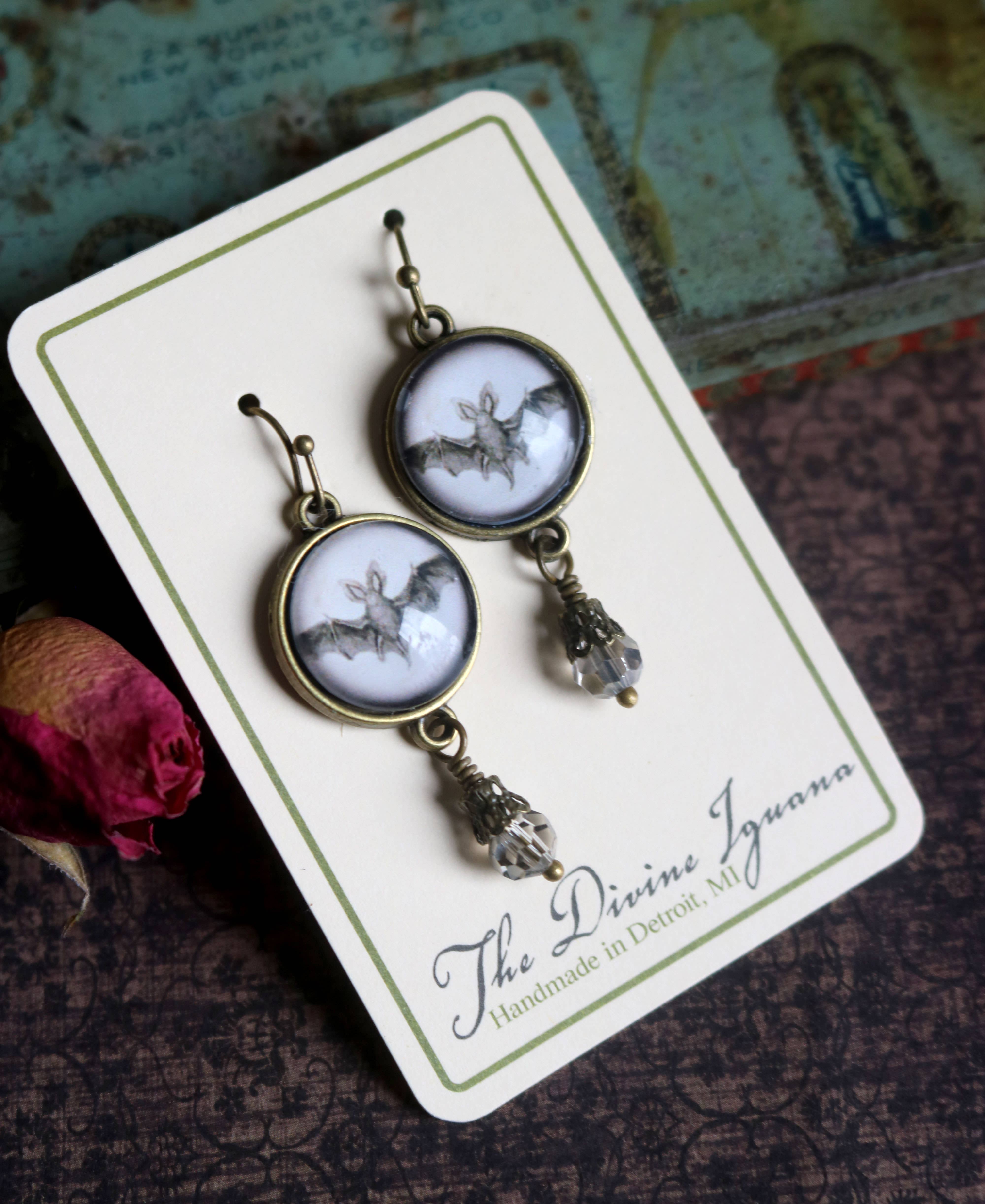The Divine Iguana - Wholesale Dangle Earrings - Victorian Bat Goth Halloween Earrings6