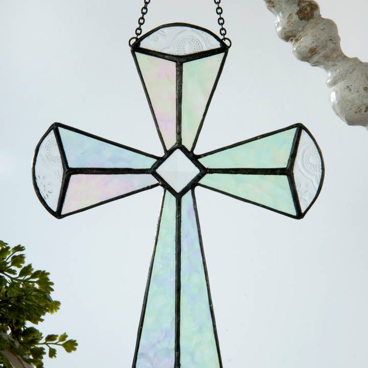 J Devlin Glass Art & Bert Anderson Collection - Wholesale Suncatcher - Cross Ornament Suncatcher By J Devlin Glass Art | Orn 180