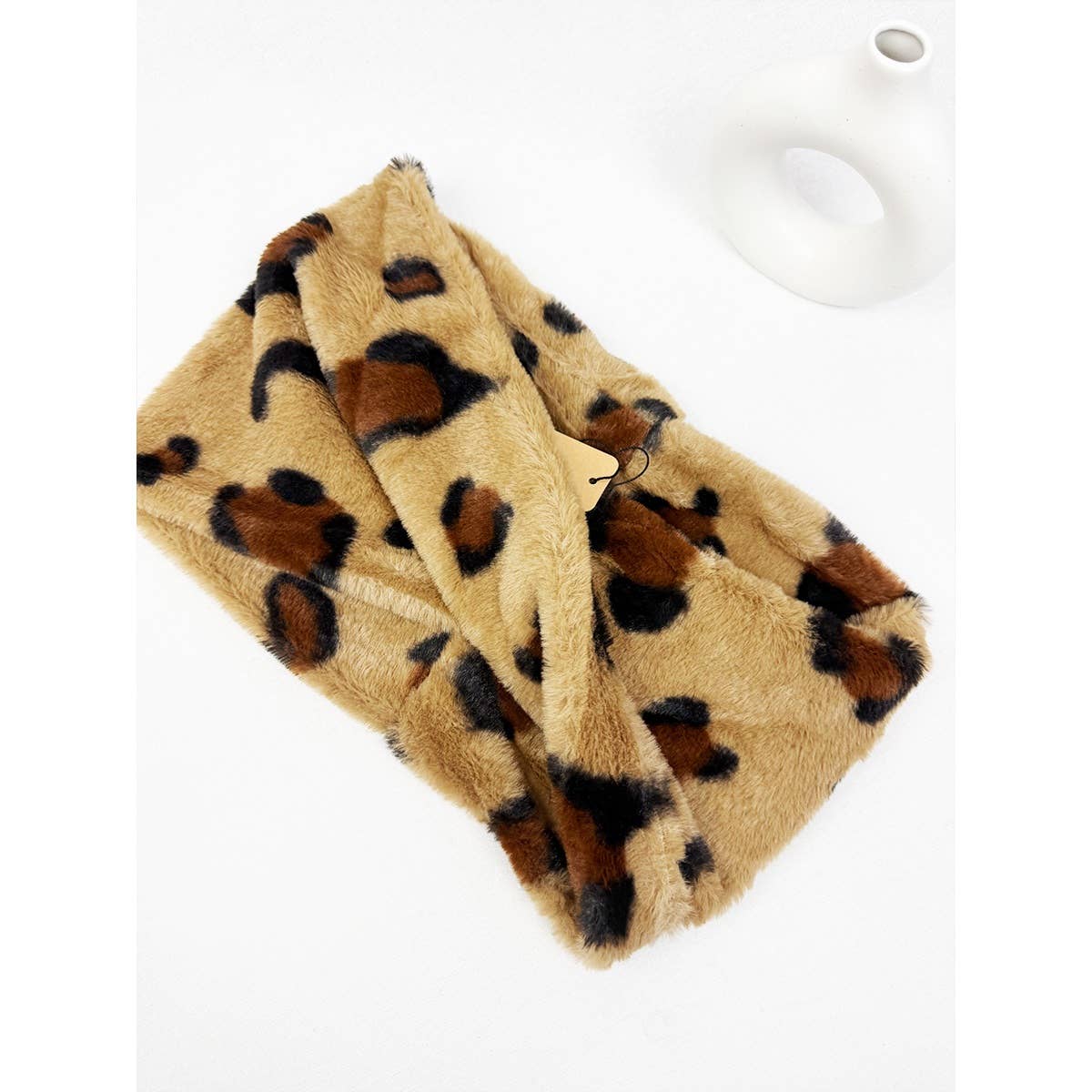 Leopard Soft Faux Fur Infinity Scarf for wholesale on Faire3