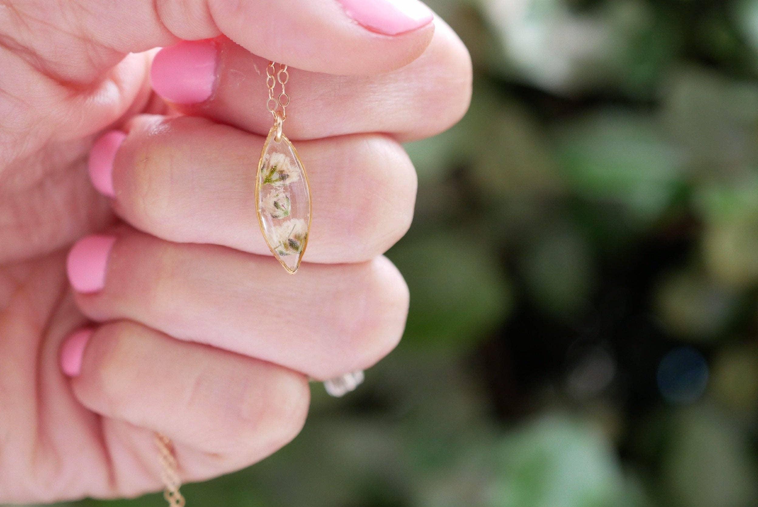 Remedy Designs - Wholesale Pendant/charm necklace - Tiny Baby's Breath Marquise necklace6