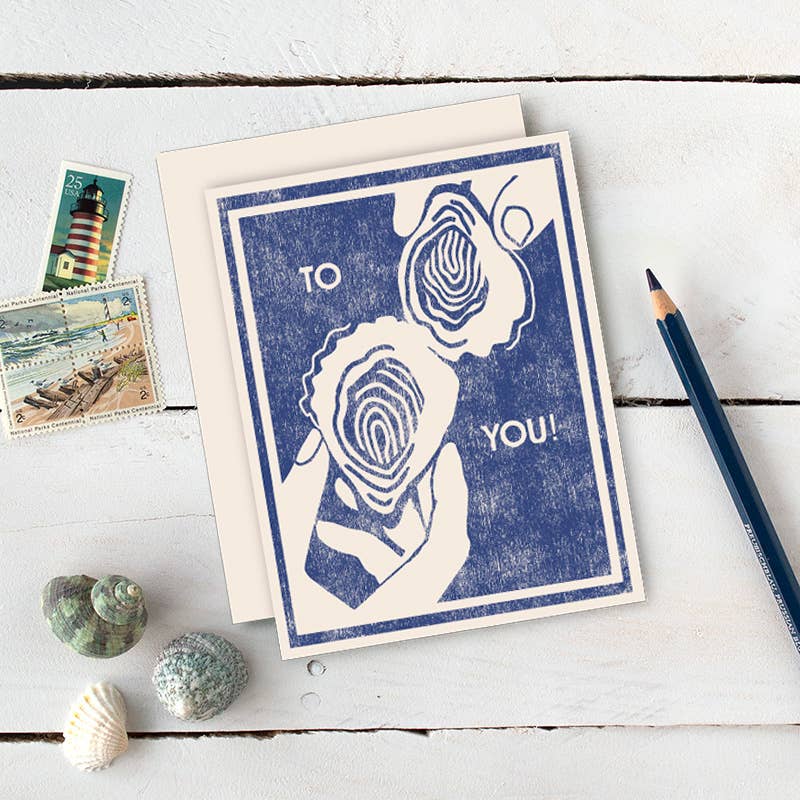 Heartell Press - Wholesale Everyday Greeting Card - To Your Health (Oyster Cheers) Letterpress Card1