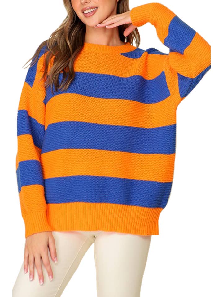 Vanilla Monkey - Wholesale Knit Sweater - Women's - Game Day Stripe Sweater