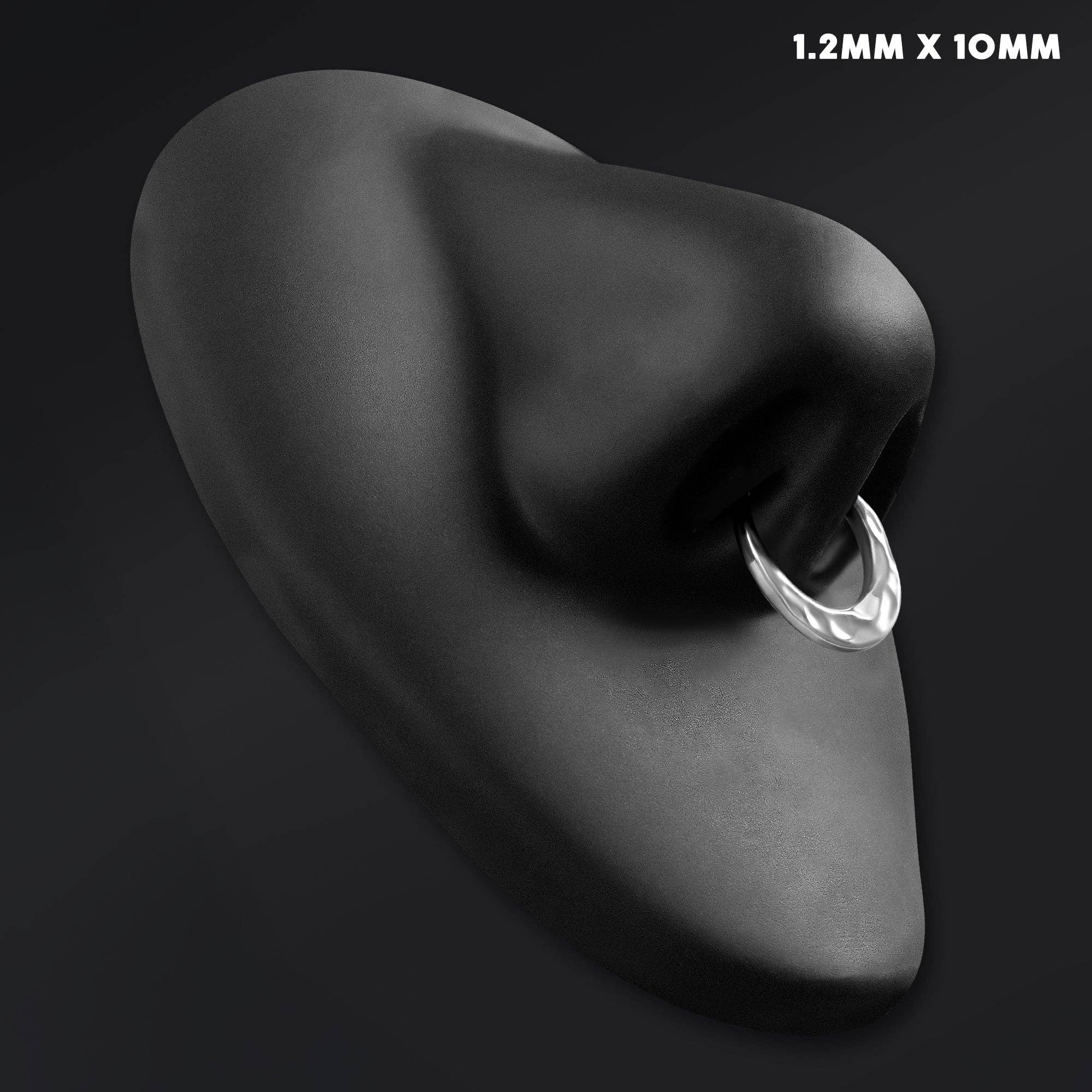 Custom Plugs – wholesale Nose ring – Silver Hammered Dome ASTM F136 Titanium Segment Clicker Septum Nose Ring5