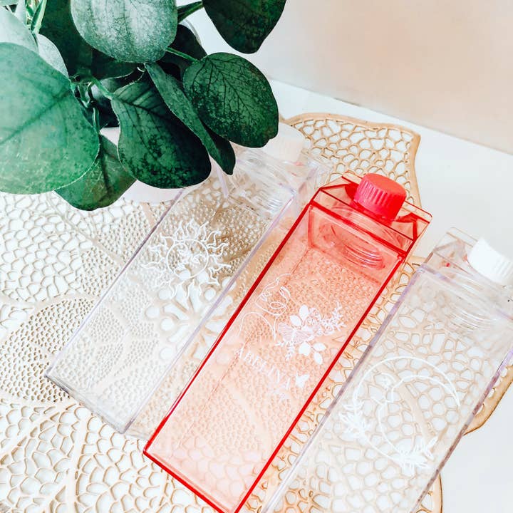 Abelina Shop - Wholesale Water Bottle - Abelina Shop Signature Logo PINK Milk Carton Bottle