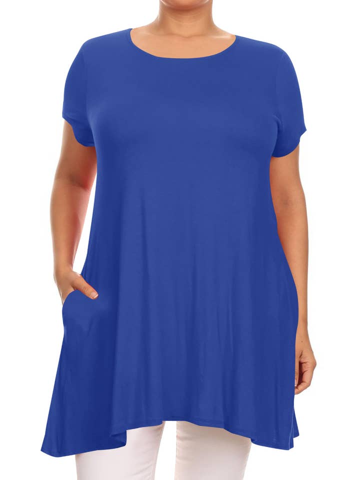 MOA COLLECTION - Vendita all'ingrosso Tunica - Donna - Tunica da donna Casual Taglie forti Manica corta Tinta unita Top40