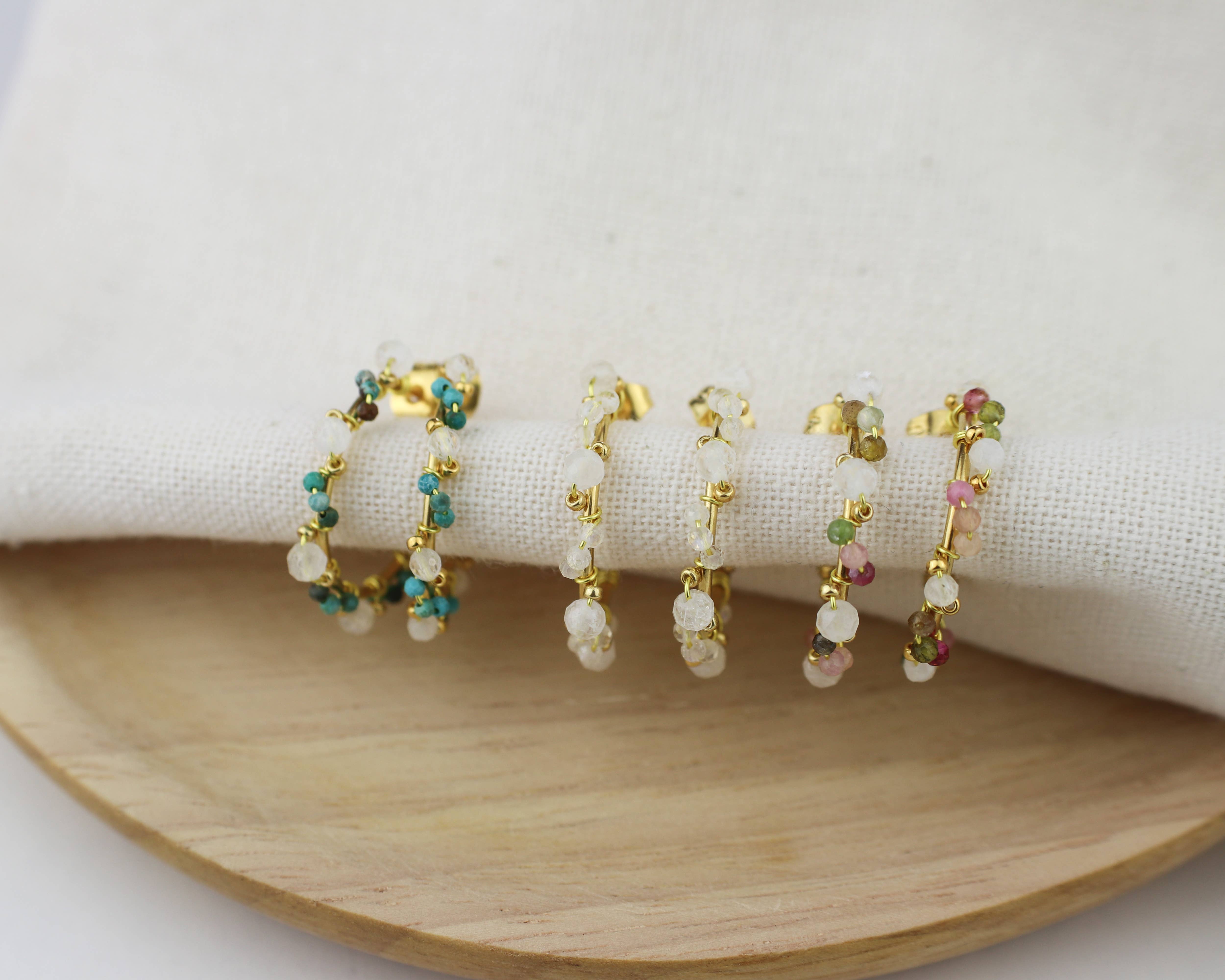 Minalis - Wholesale Hoop Earrings - Golden open creole earrings with stones2