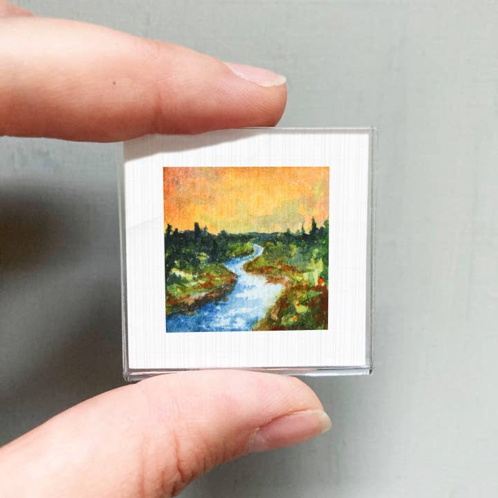 River Forest Mini Art Print - 1.5"-2.5" Framed for wholesale by Mick's Art Goods