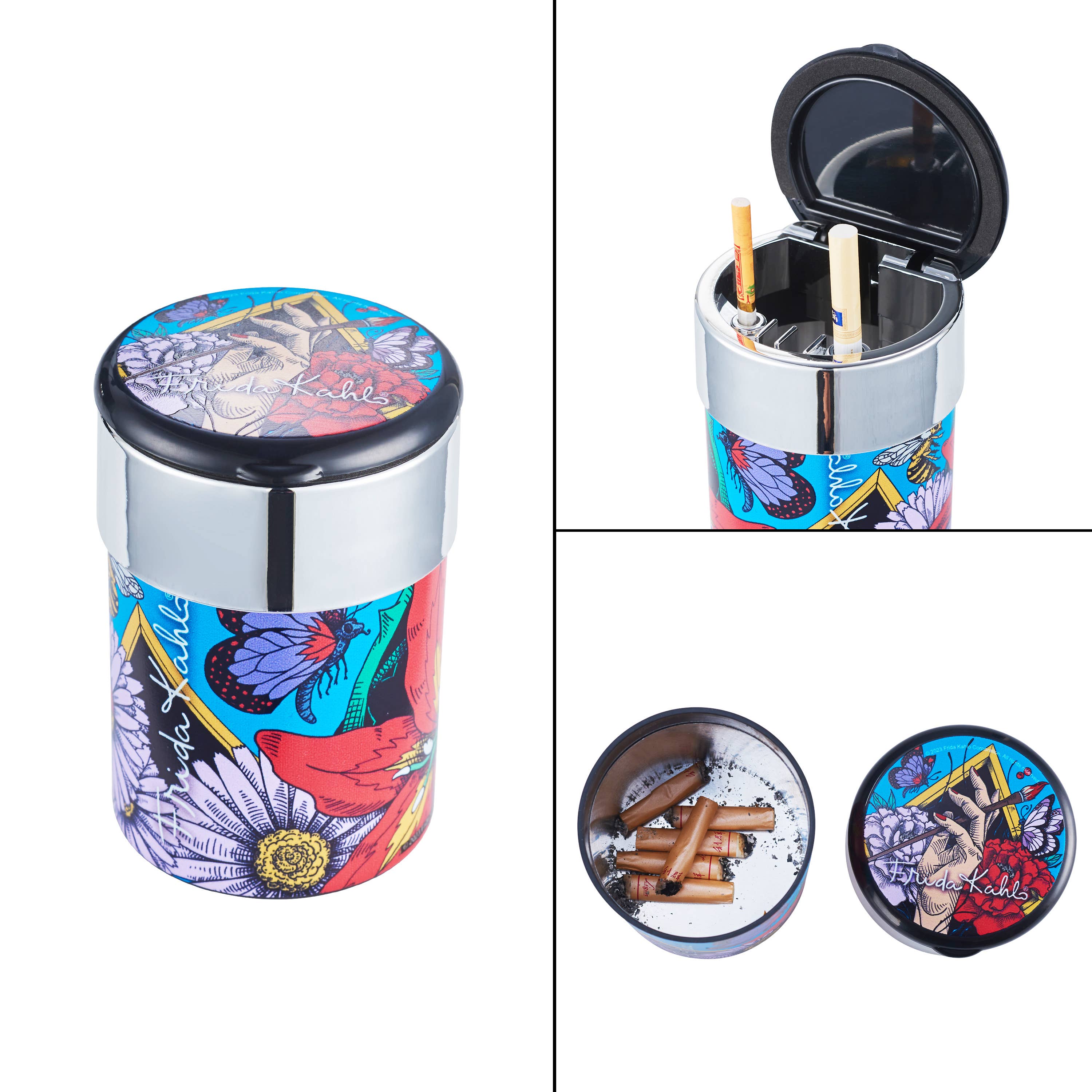 Champ by Polyflame – Cinzeiro por atacado – Cinzeiro de carro Frida Kahlo com tampa e luz7