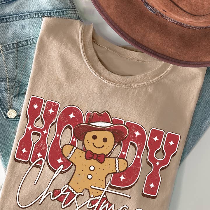 Haut à manches courtes avec imprimé graphique de Noël pour femmes pour la vente par Amused by Blue