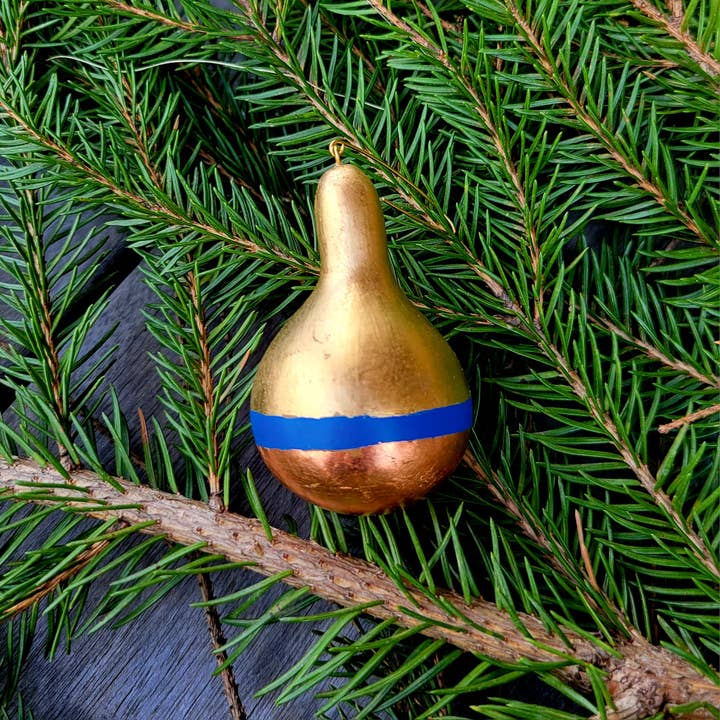 Gold, Copper, and Blue Mini Gourd Ornament for wholesale by Full Circle CraftWorks