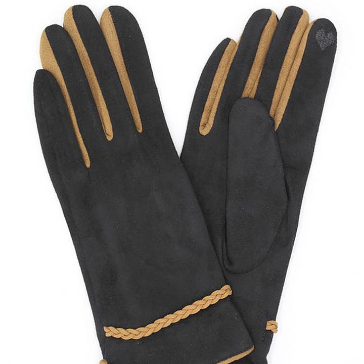 3AM BY H&D ACCESSORIES - Wholesale Gloves - Women's - Braided Band Suede Smart Gloves