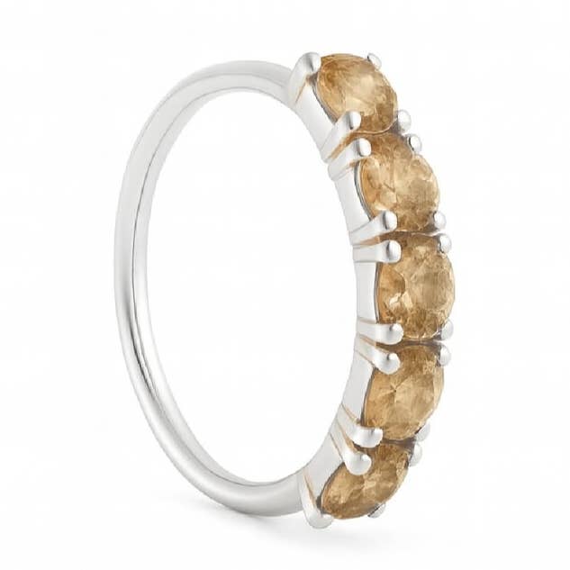 Gouden 5 stenen zilveren neusring voor gepiercete en niet-gepiercete neus. voor wholesale door Ava’s Accessory Box