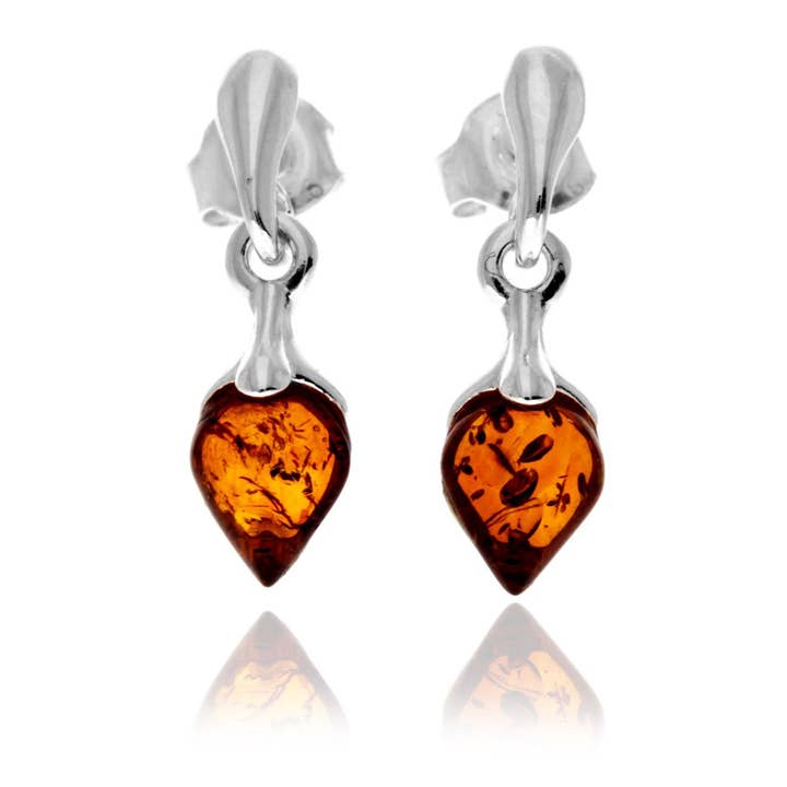SilverAmber Jewellery - Venta al por mayor Pendientes colgantes - Pendientes de Plata de Ley 925 y Ámbar Báltico Genuino en Forma de Lágrima - GL10496