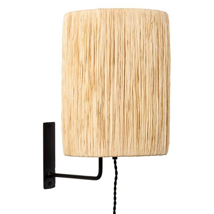 Applique murale bohème IRIS en raphia naturel 30x23 cm – Électrifiée, fabrication artisanale pour la vente par COSYDAR-DECO