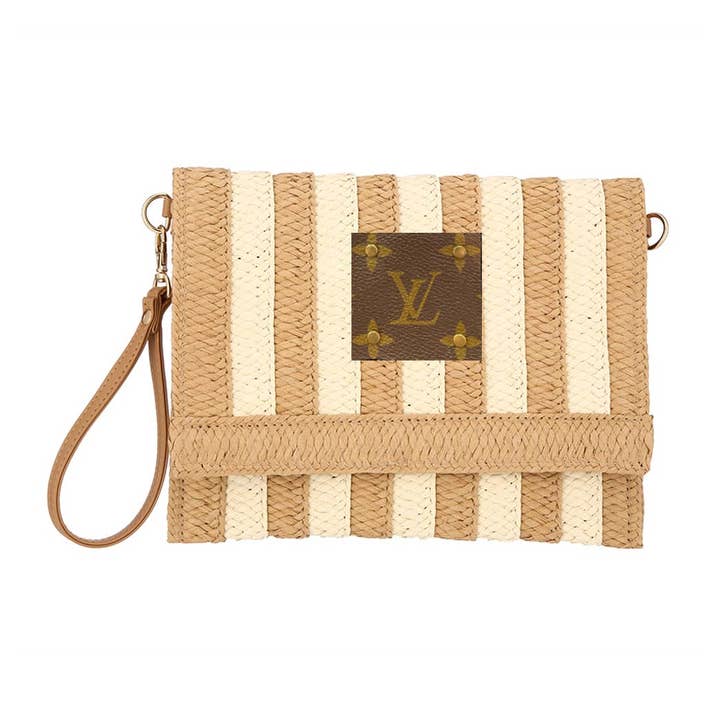 Embellish Your Life - Wholesale Clutch Bag - Women's - Upcycled Striped Straw Clutch Wristlet Crossbody0