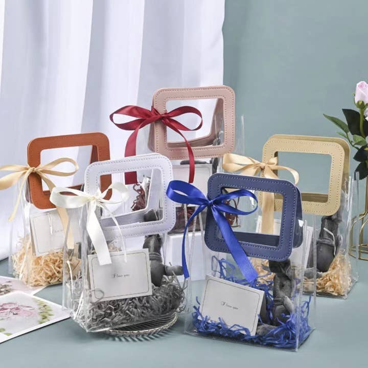 ByHome - Wholesale Gift Bag - 10pcs, 7 colors transparent PVC Gift Bag w/ square handles