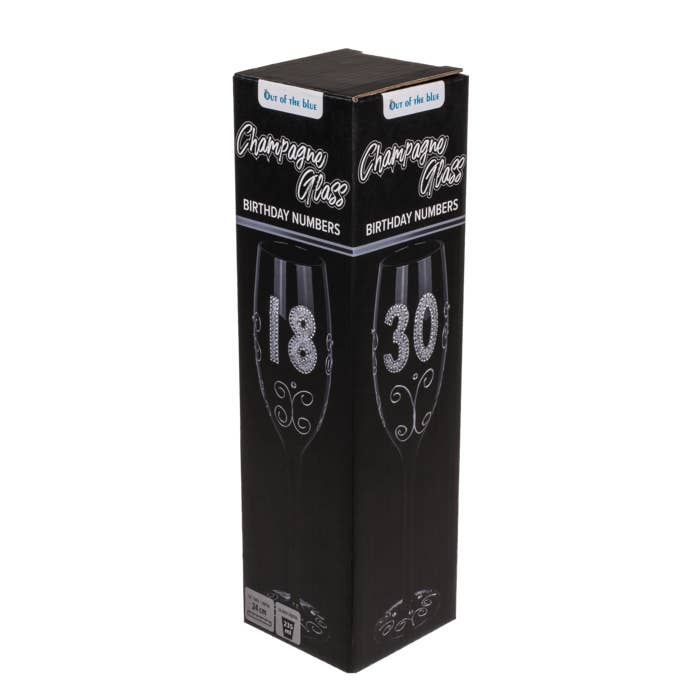 Out of the blue KG - Wholesale Champagne Flute - Black champagne glass with silver glitter,1