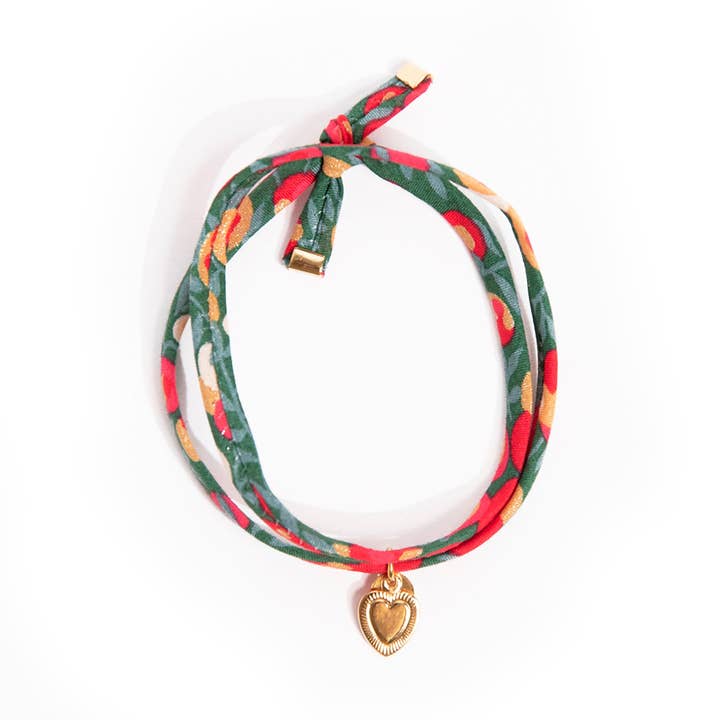 Bracelet Liberty double tour Wiltshire Bouteille d'or COEUR pour la vente par Le Petit Lien de Paris