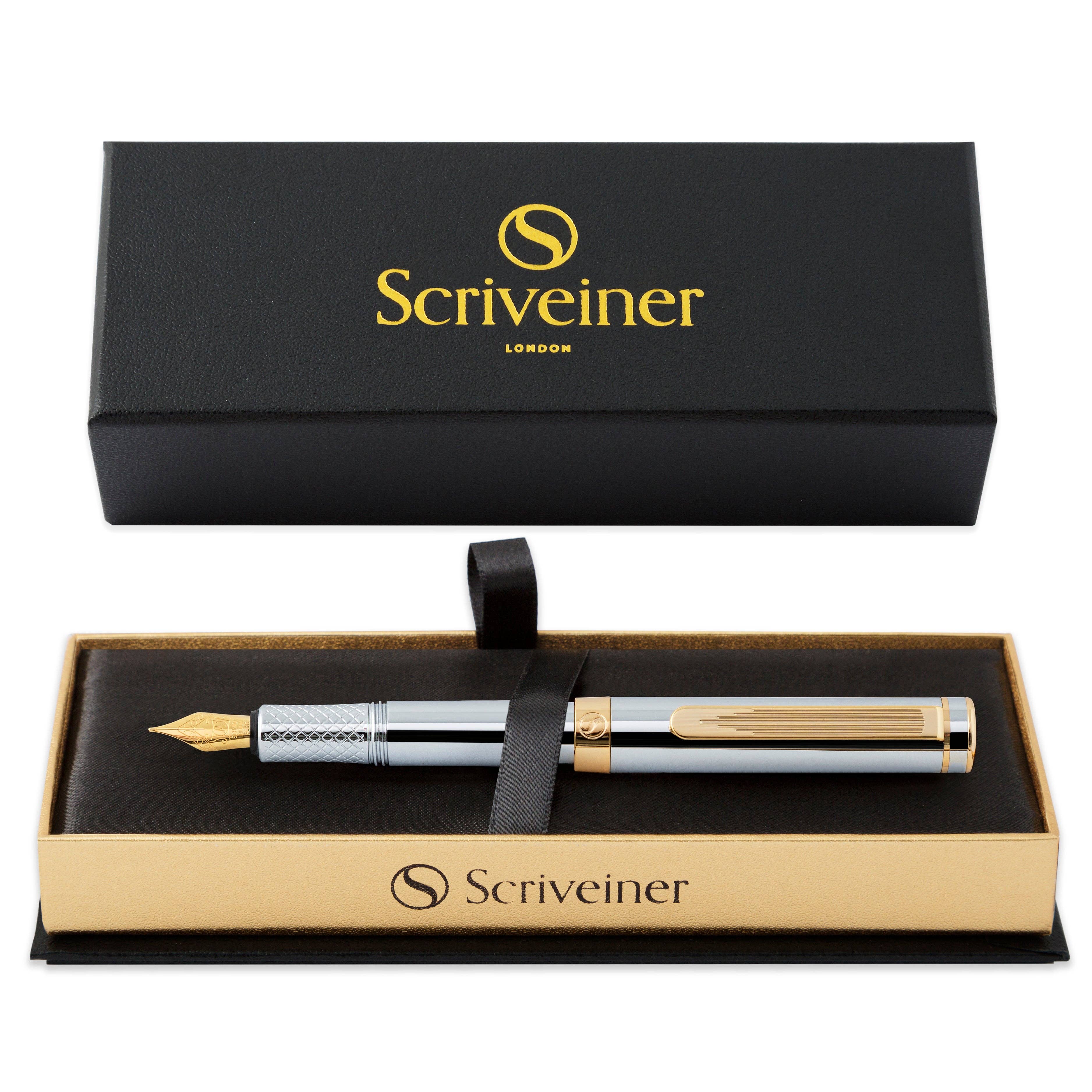Scriveiner - Wholesale Pen - Luxury EDC Silver Gold Fountain Pen - Fine Nib2