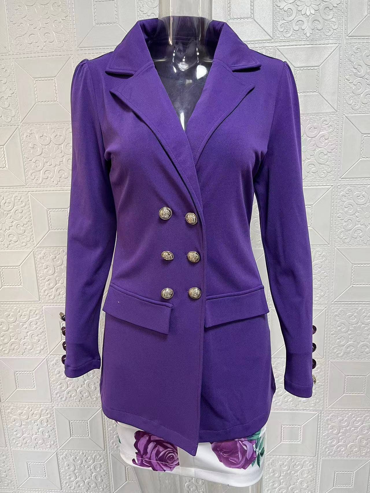 Lily Clothing - Vente Ensemble haut et jupe - Femme - Veste de costume à manches bouffantes imprimée à la mode28