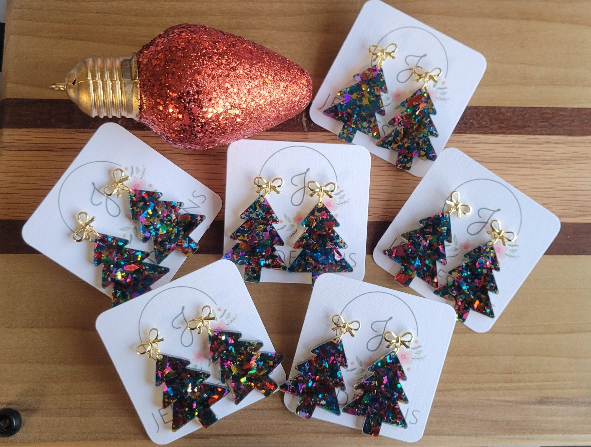 JEMdesigns - Wholesale Dangle Earrings - Christmas Tinsel Tree Earrings1