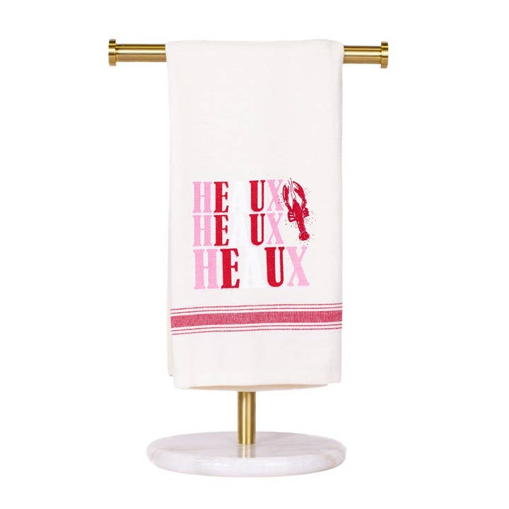 Heaux Heaux Crawfish Hand Towel Cream/Pink/White/Red 20x28 for wholesale by The Royal Standard
