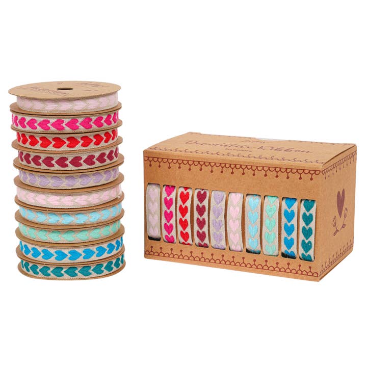 Heart ribbon, 10 colors x 5 yards (4.5 m) each color for wholesale by LEVLOVS