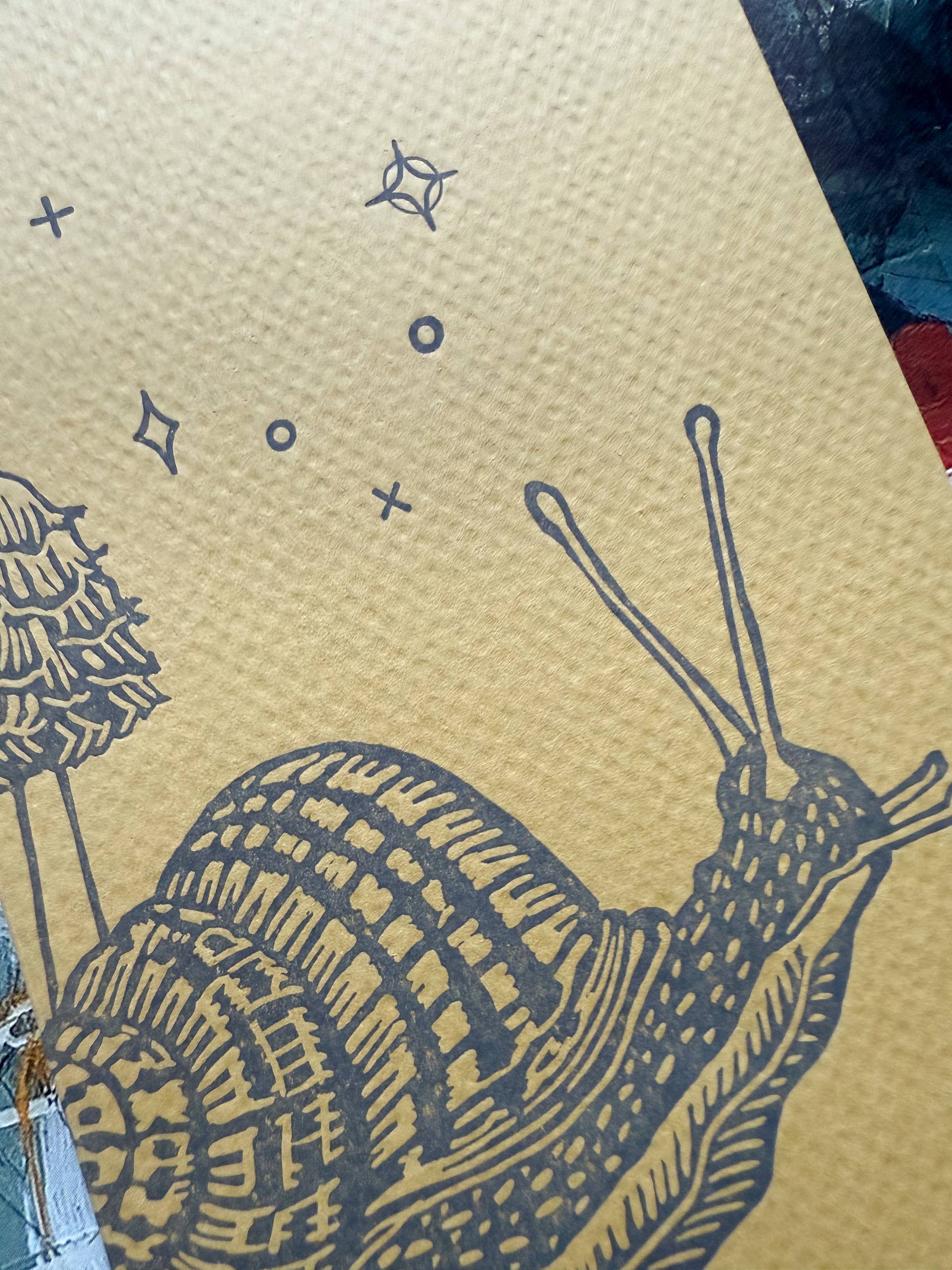 Blackbird Letterpress – wholesale Notebook – Snail and mushrooms large notebook2