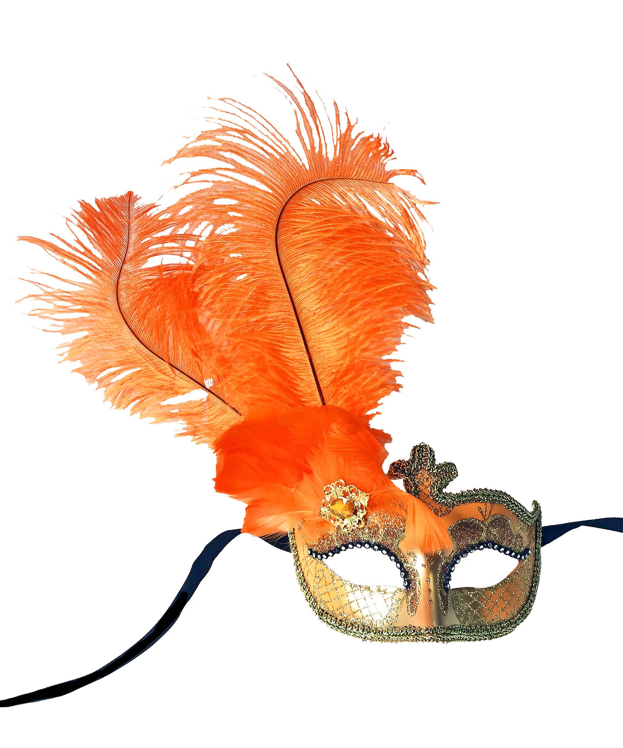 Mardi Gras Creations - Wholesale Costume - Women's - Anarkali Mask With Eye Detail And Feathers11