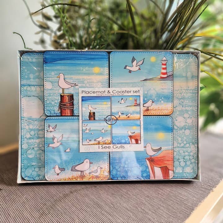 Seagull Beach Placemat and Coaster Set for wholesale by By Jo Crafts