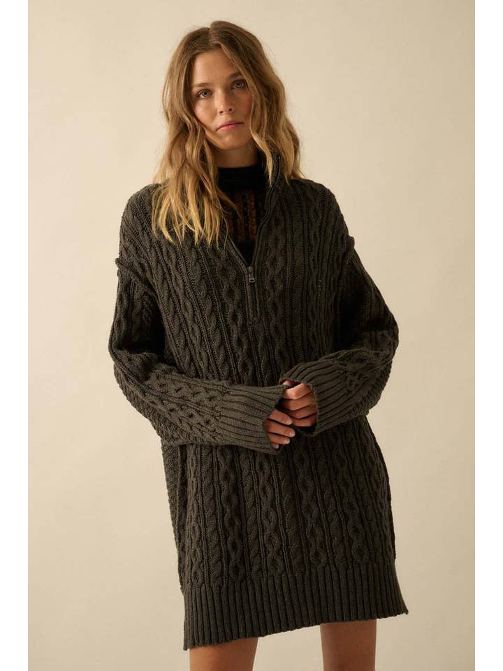 Promesa USA - Wholesale Dress - Women's - Cable-Knit Long Sleeve Mini Sweater Dress