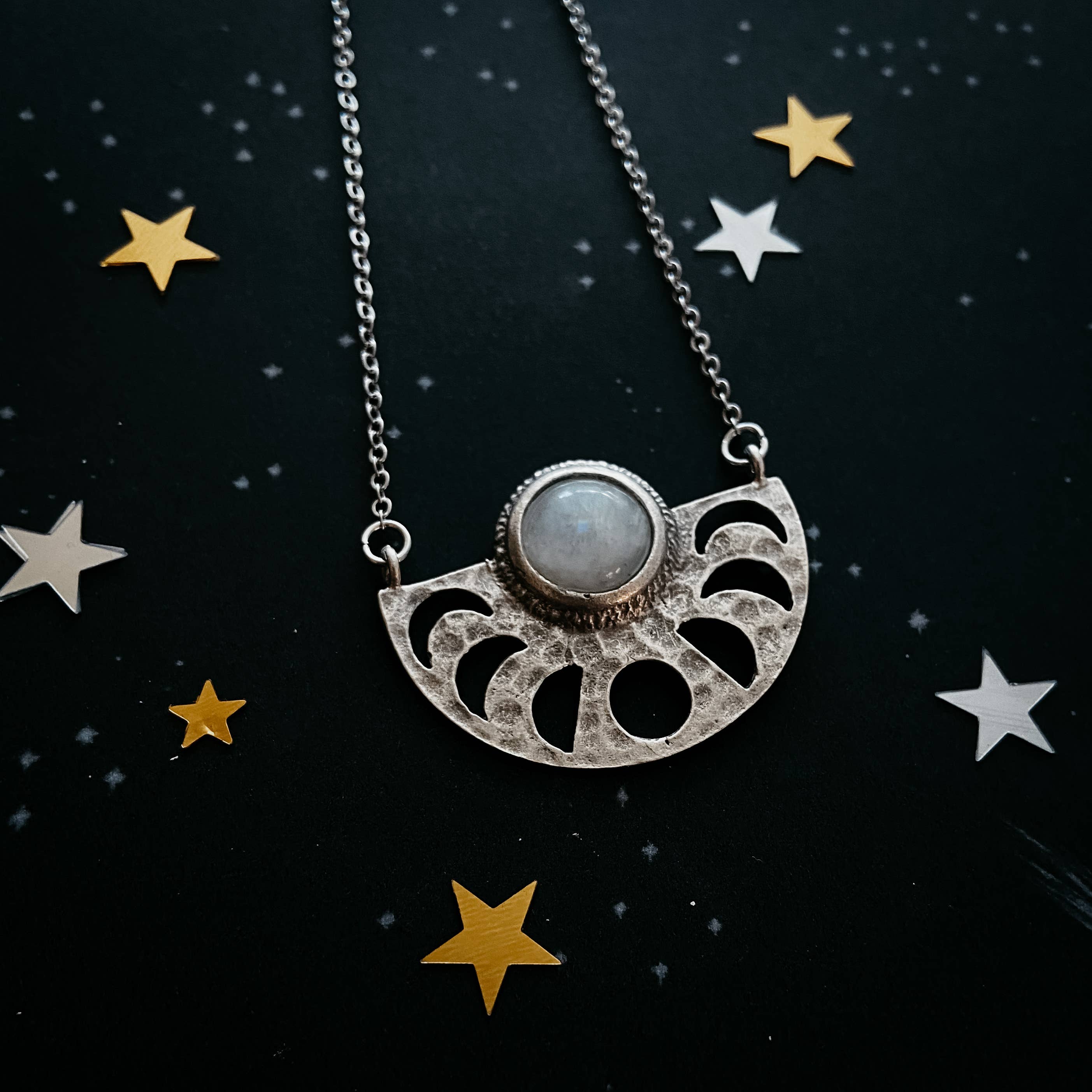 Yugen Handmade - Wholesale Pendant/Charm Necklace - Moon Goddess Necklace with Rainbow Moonstone6