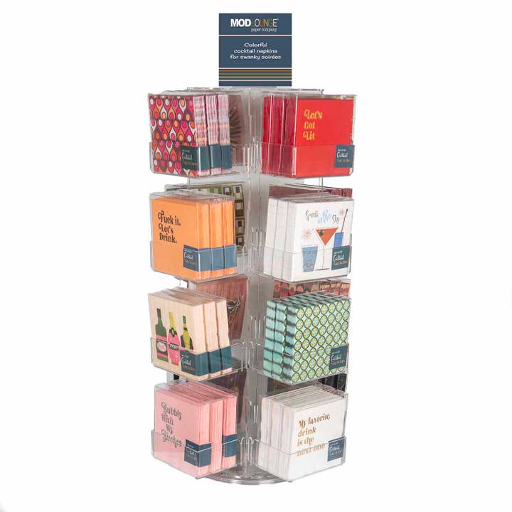 16 pocket napkin display spinner program for wholesale by Mod Lounge Paper Company