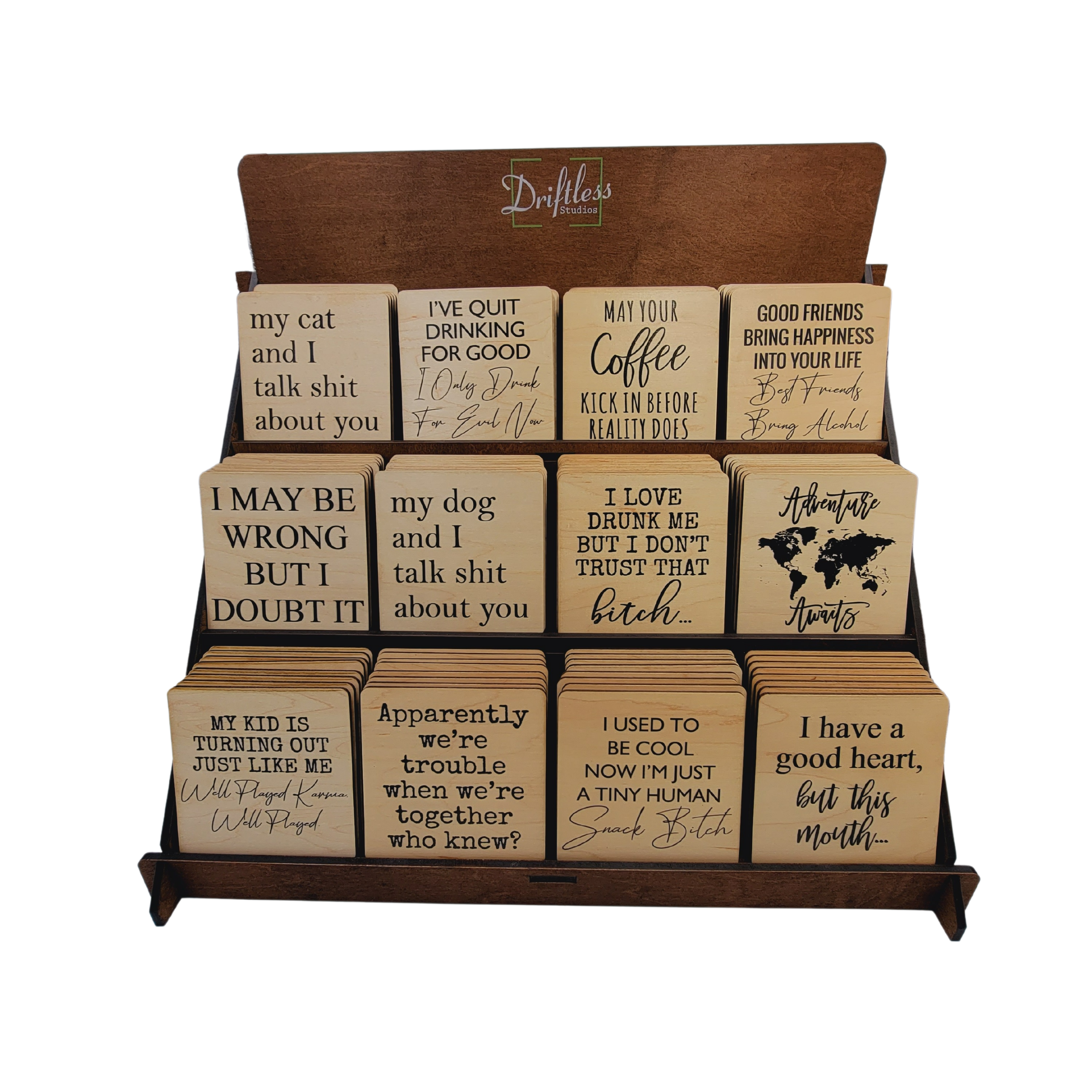 Driftless Studios - Wholesale Retailer Display - Home & Living - Bleacher Coaster Display - Fixture Only - Assembly Needed1