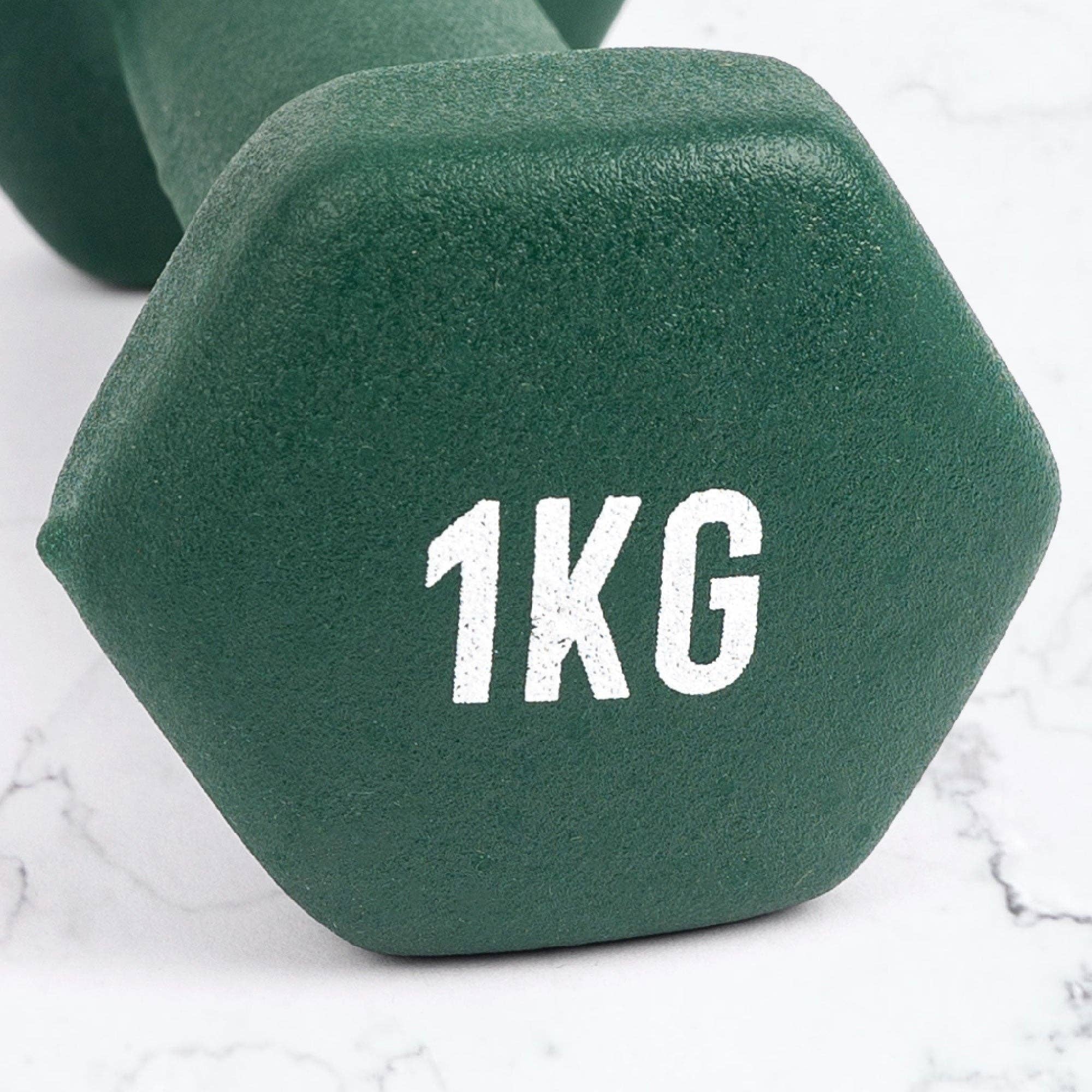 Myga Europe - Wholesale Fitness Equipment - Hexagonal Dumbbells (pair) - 1kg - Dark Green3