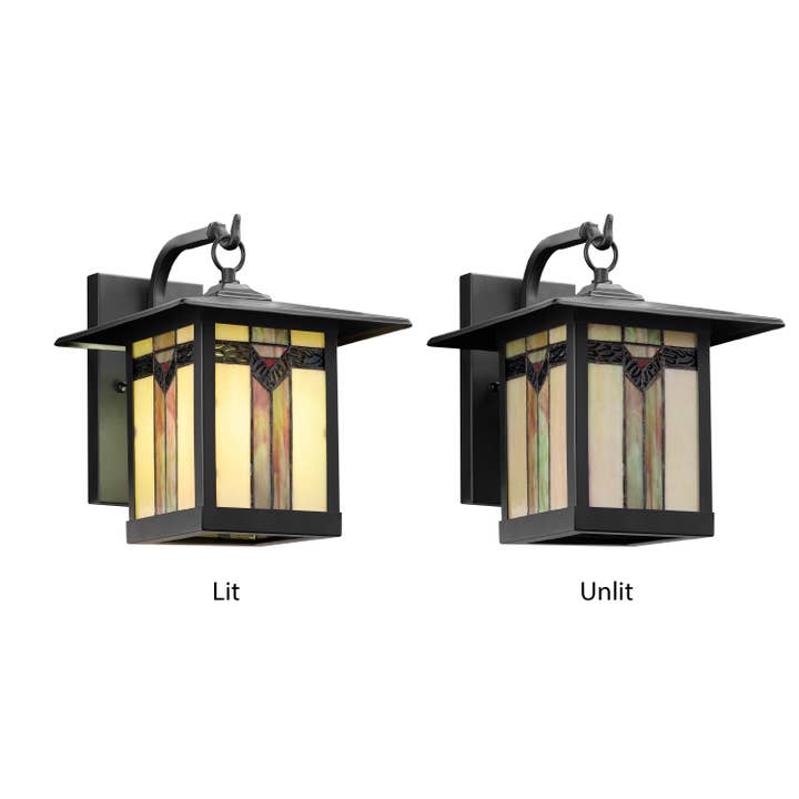 River of Goods - Wholesale Outdoor/Lawn Light - 11.75"H Louis Green Stained Glass Outdoor Light Fixture2