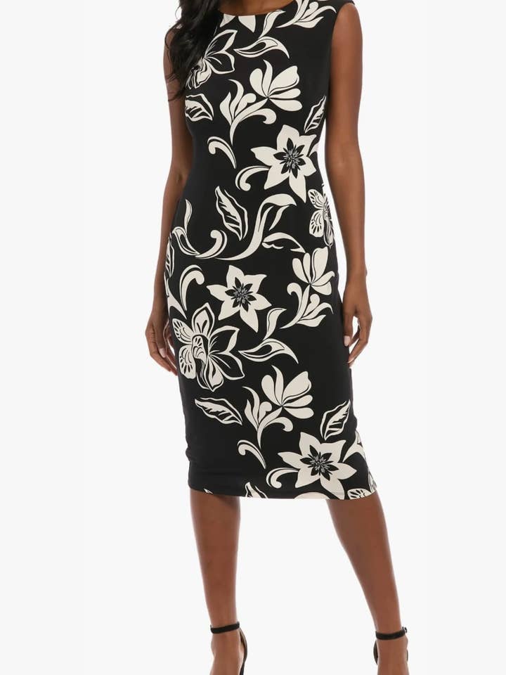 London Times Floral Print Sheath Dress for wholesale by New Yorker's Apparel