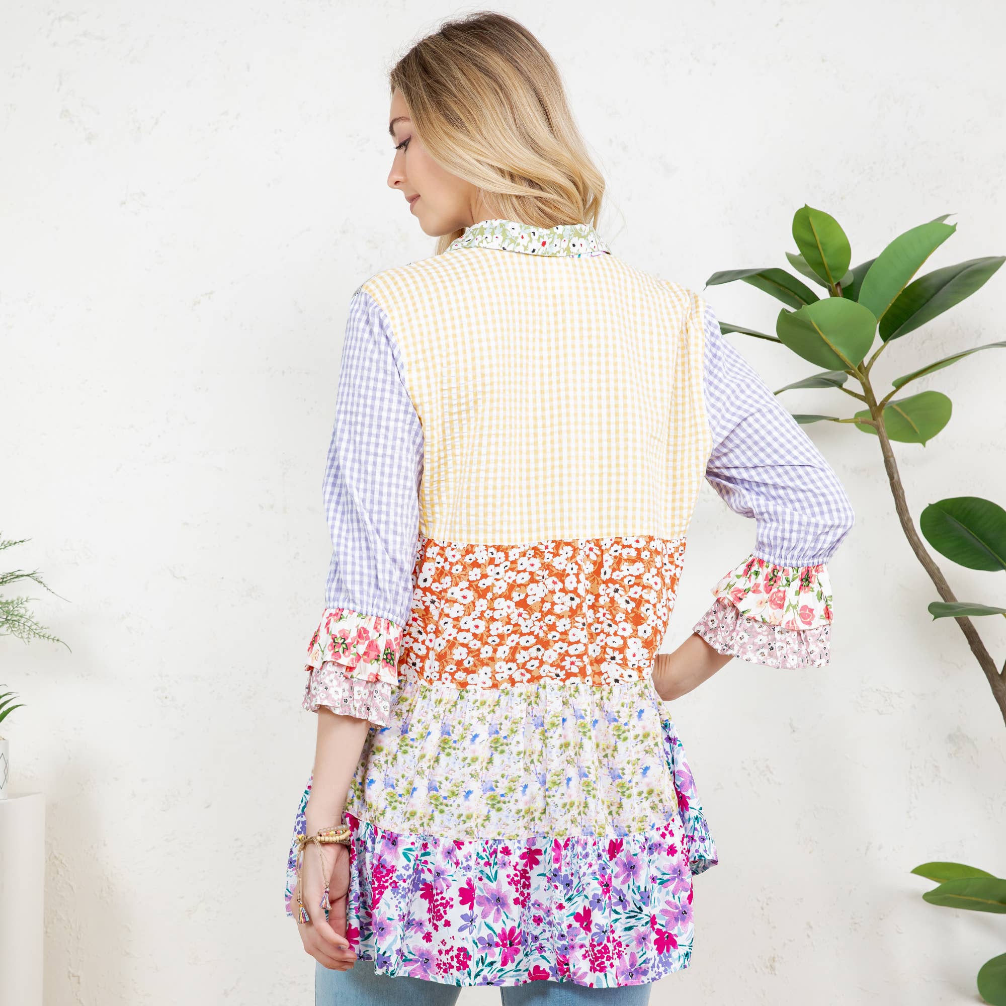 IVORY Women’s Mexican Embroidery Blouse Gathered Waist Shirt for wholesale on Faire4