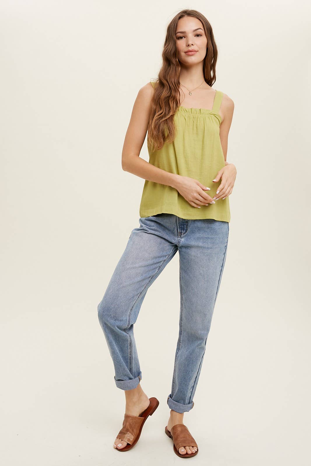 Wishlist Apparel - Wholesale Camisole - Women's - SQUARE NECK CAMI WITH RUFFLE DETAIL / WL22-714313