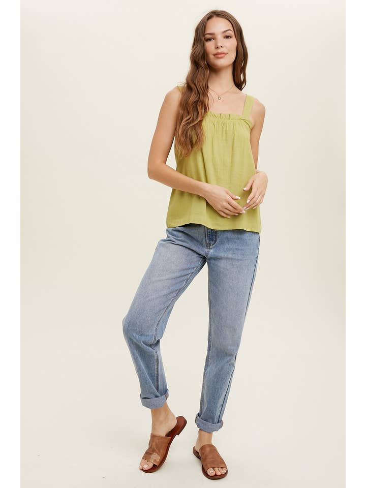 Wishlist Apparel - Wholesale Camisole - Women's - SQUARE NECK CAMI WITH RUFFLE DETAIL / WL22-714313