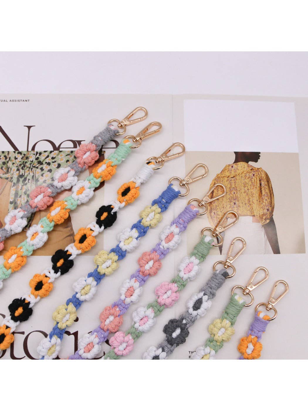 Funkyrel® Atzbranding Limited – Fita porta-chaves – Mulher por atacado – Koco - Fita de Telefone e Porta-chaves de Margarida em Croché16