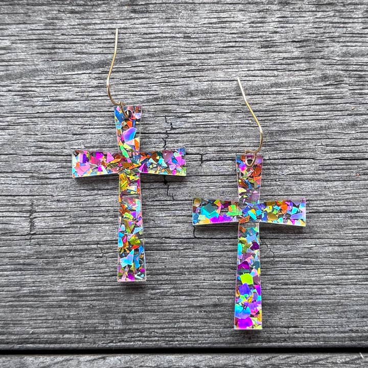 Be Like Missy - Wholesale Dangle Earrings - Glitter Cross Earrings - Spring Earrings - Easter Earrings