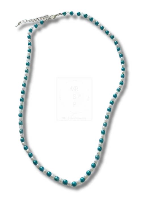 Colar elegante em turquesa e branco – feito à mão por atacado de Mr.S.Perlenoase