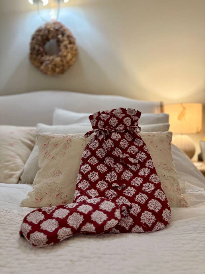 Quiltede bloktrykte betræk til varmedunke for engroshandel hos Cosy Buddha