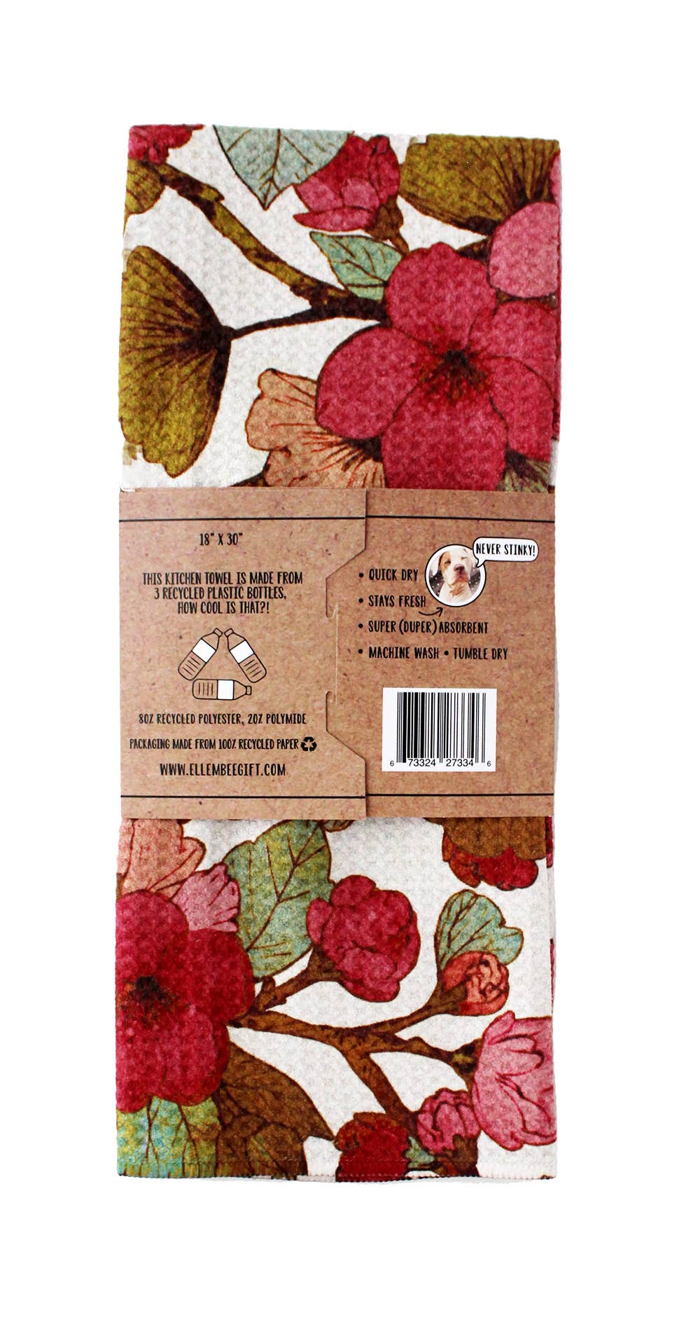 ellembee gift – Toalha de chá por atacado – Flores Bordô | panos de cozinha de microfibra de dois lados4