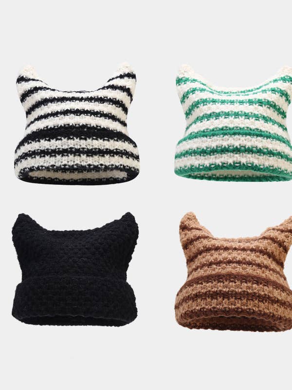 Stripe Cute Contrast Color Knit Beabie DPKB0202 for wholesale by Dipped Shop