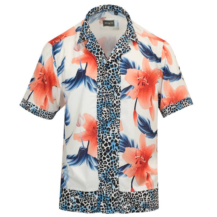 Manica corta da uomo TROPICAL LEOPARD 201 per la vendita all'ingrosso da parte di gravity homme